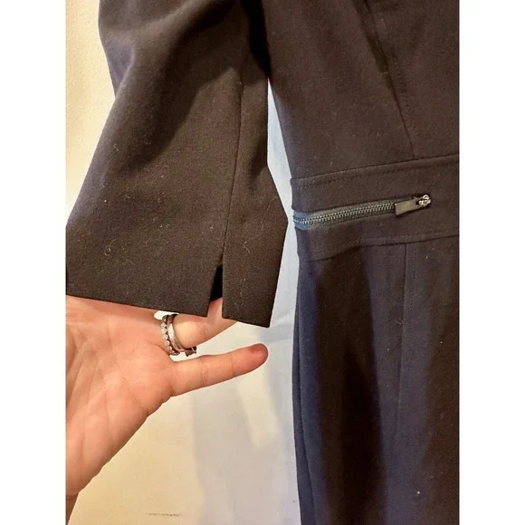 Tahari ASL Petite Sz 0 Classic Black LBD Sheath Dress Zipper Detail Bi-Stretch - Picture 5 of 6